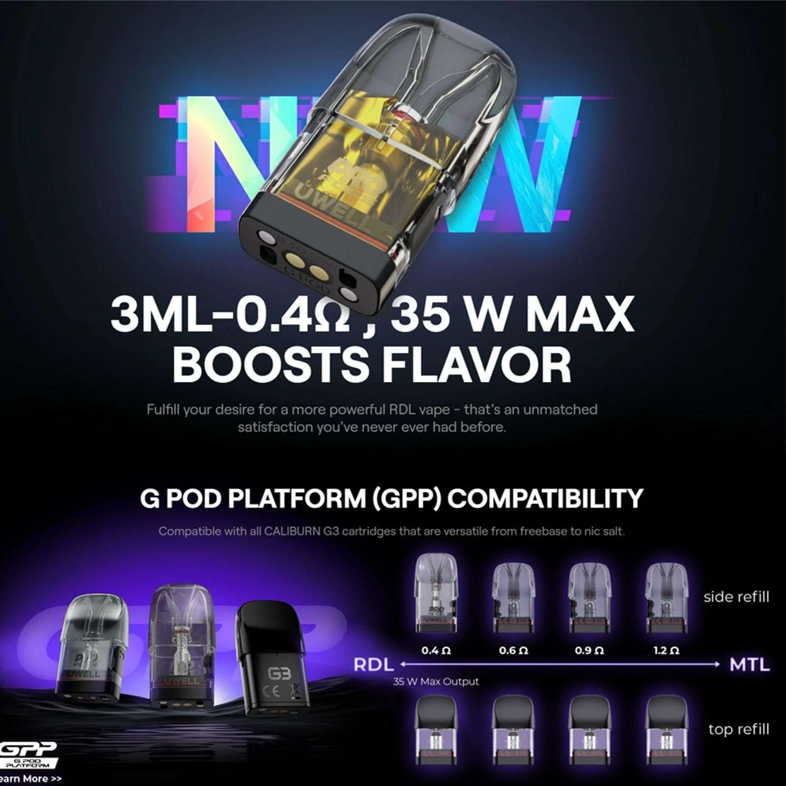 UWELL Caliburn G3 PRO 咖哩棒電子煙主機 | 35W輸出・G3煙彈通用 | 智能功率調節